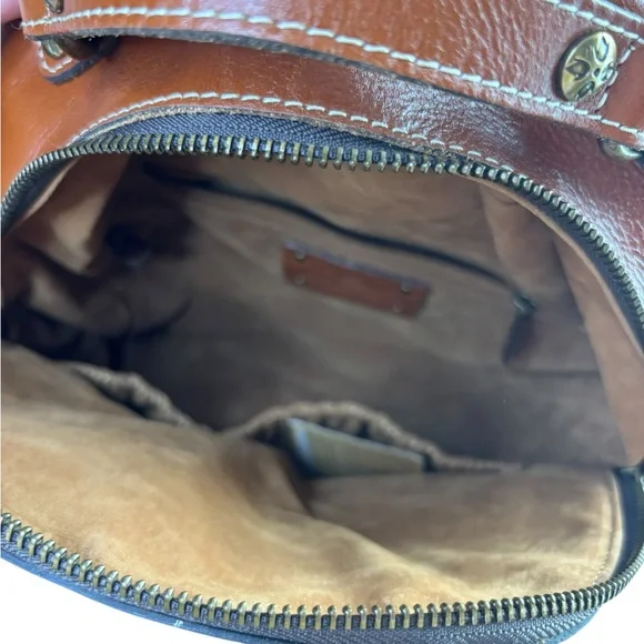Patricia Nash P55001 Tan Leather Backpack Vintage Style - Picture 7 of 9
